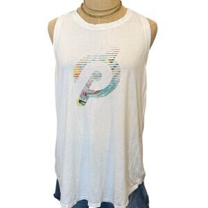 PELOTON White Logo Tank Top Tee T-Shirt size L
